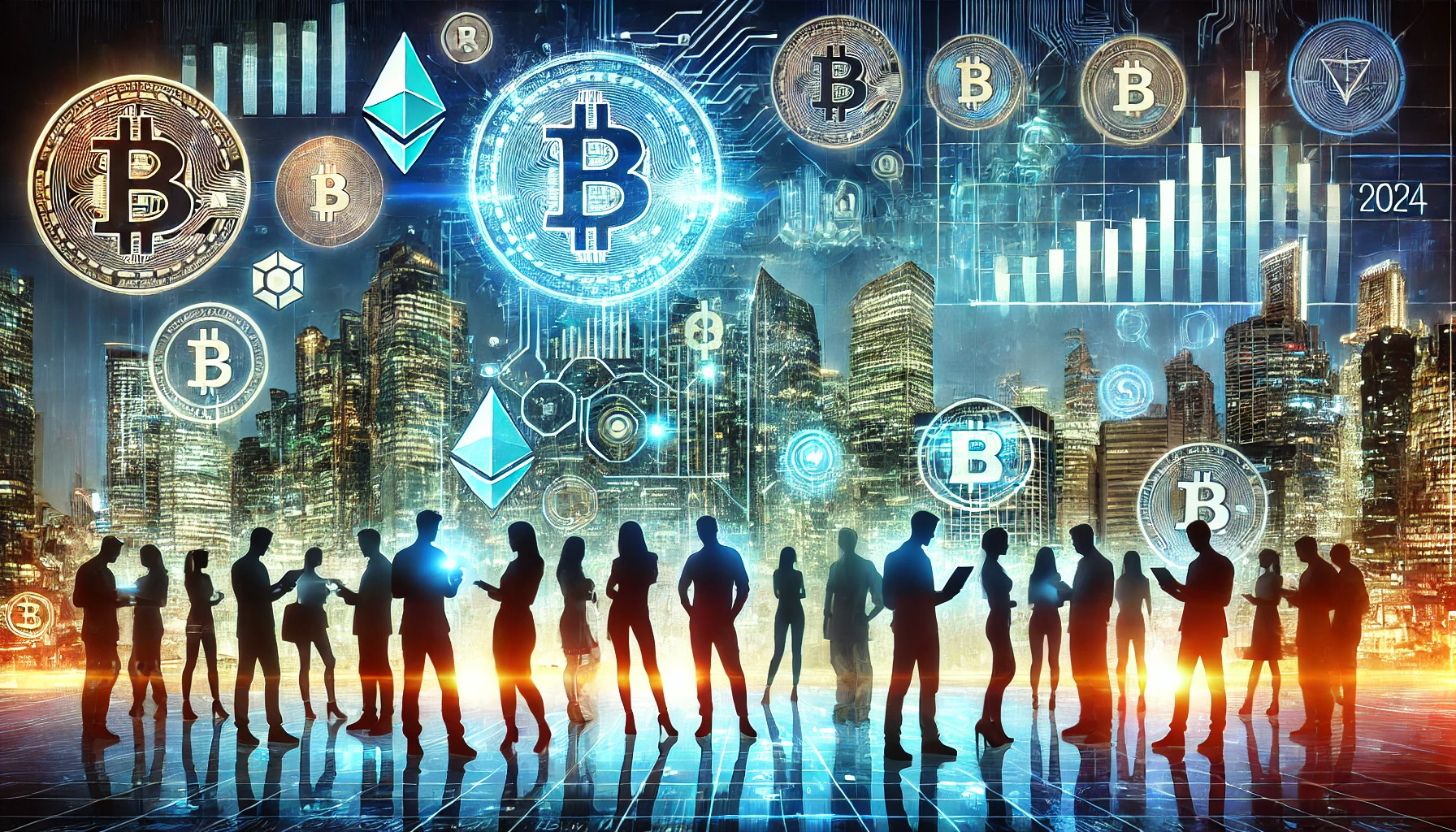 DALL·E 2024 10 07 19.01.41 A dynamic and visually striking image representing the theme Cryptocurrency  The Best Investment Opportunities for 2024. The composition includes a